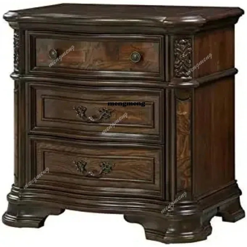 North Shore Ornate 3 Drawer Nightstand with Marble Inlay Top  Dark Brown Furniture Bedroom  Bedside Table  Bedroom Furniture