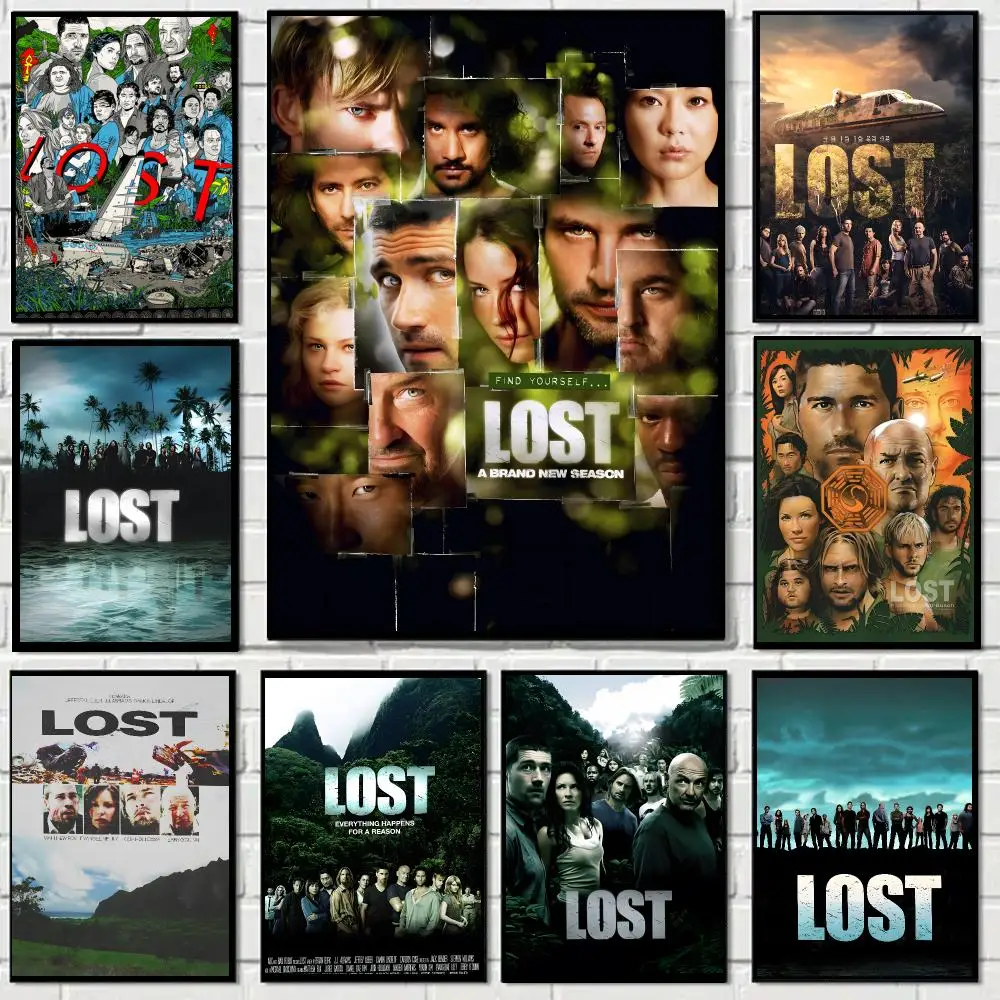 Lost TV Series Survival Drama Poster Self-adhesive Decal Living Room Bedroom Party Bar Decor Moisture-proof Fade-resistant