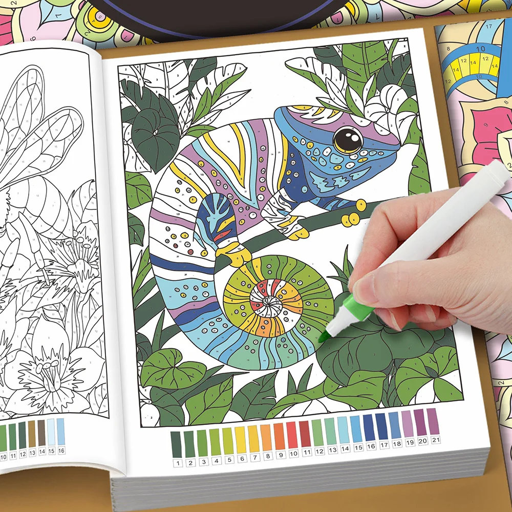 Flower Nature Animal Color By Number Book for Adults, Intricate Mandala Pattern Number Coloring Pages, Anxiety Relief Relaxation
