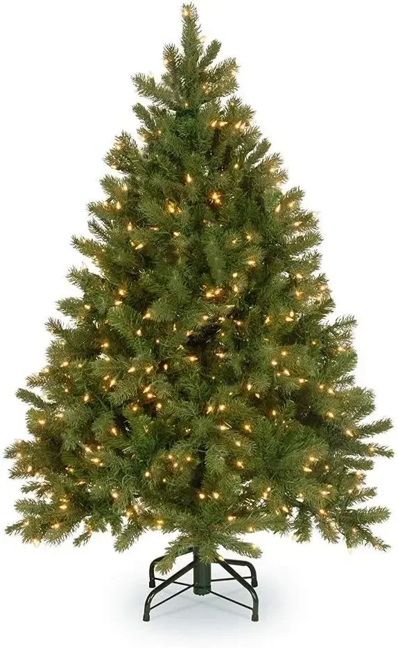 

Pre-Lit 'Feel Real' Artificial Full Downswept Christmas Tree, Green, Douglas Fir, White Lights, Includes Stand