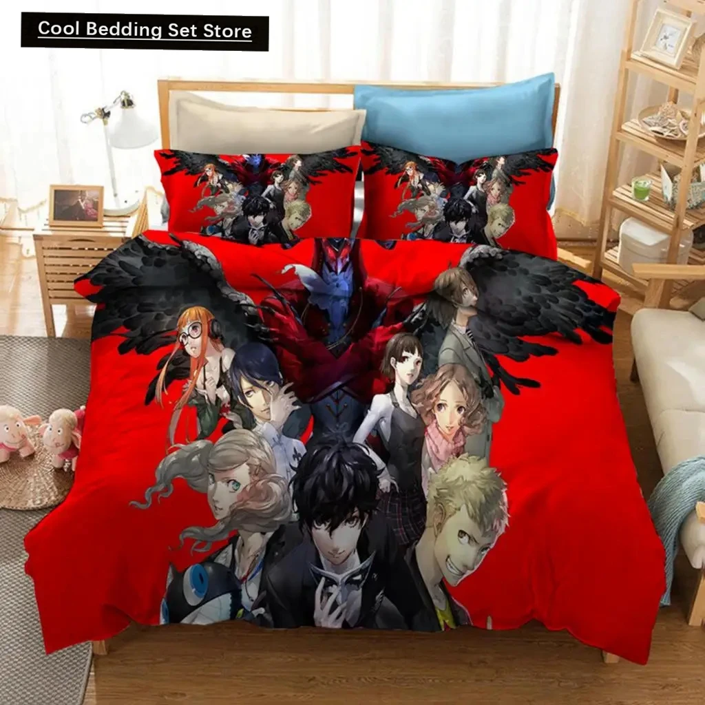 Fashion 3D Print Persona 5 P5 Anime Game Bedding Set Double Twin King copripiumino piumino federa ragazzi ragazze adulti camera da letto