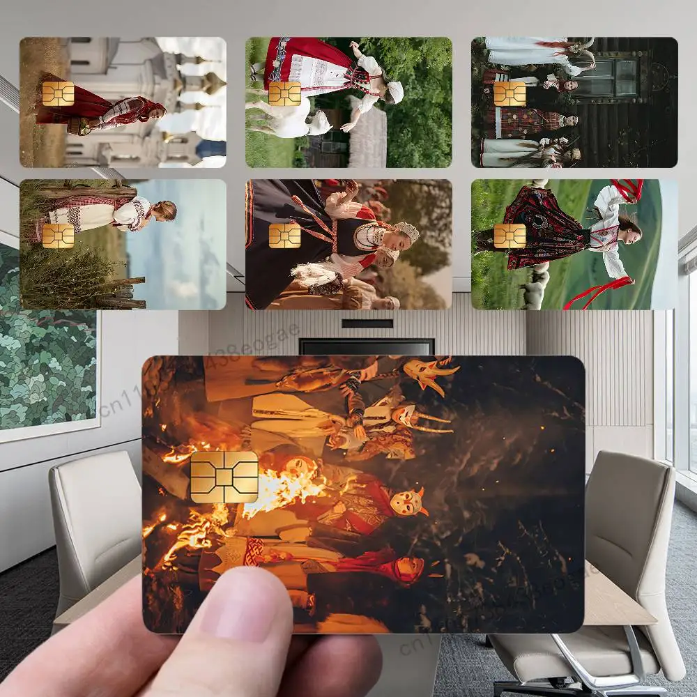 

Traditional Costumes Russian Decorative Credit Card Skin 4PCS Protection Card Stickers Creative Credit Debit Card Stickers