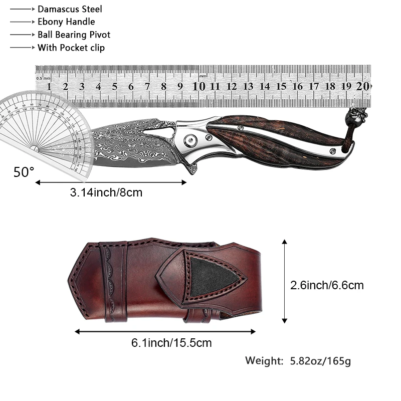 Puramente artesanal VG-10 aço damasco portátil faca afiada sobrevivência ao ar livre tático acampamento caça edc ferramenta de frutas faca dobrável