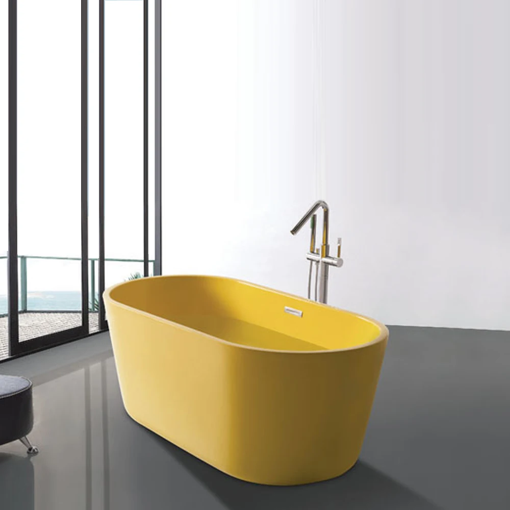 Yellow Colour Freestanding Acrylic Bathtub Design