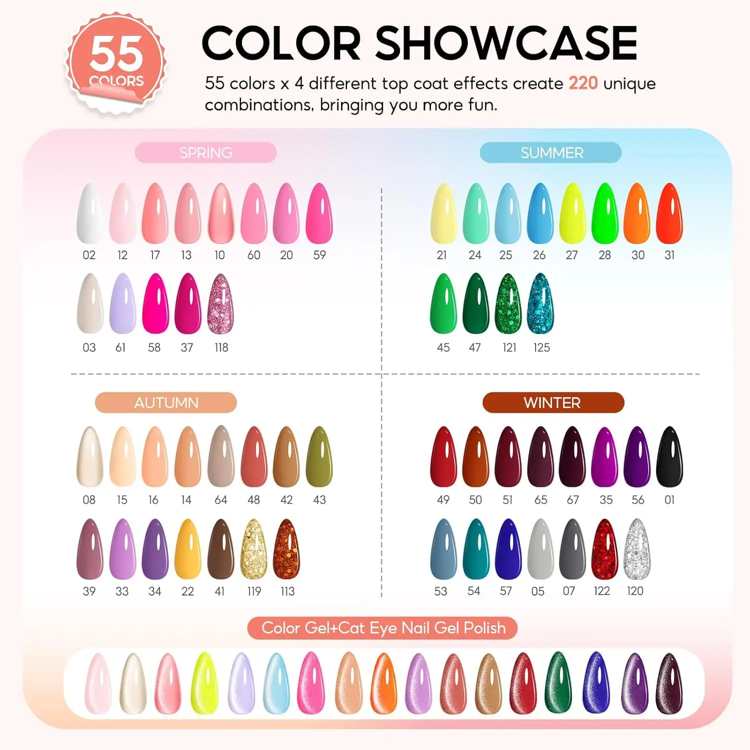 Kit de vernis à ongles Gel 83 pièces avec lumière UV et perceuse, 56 couleurs toutes saisons œil de chat mat brillant paillettes ensemble de manucure pour femmes filles