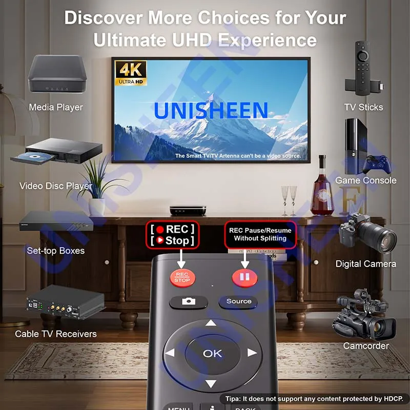 Unisheen UR380-Ultra 4k60 Streaming Support HDMI Smartphone DP USB Camera Recoding Video Recorder