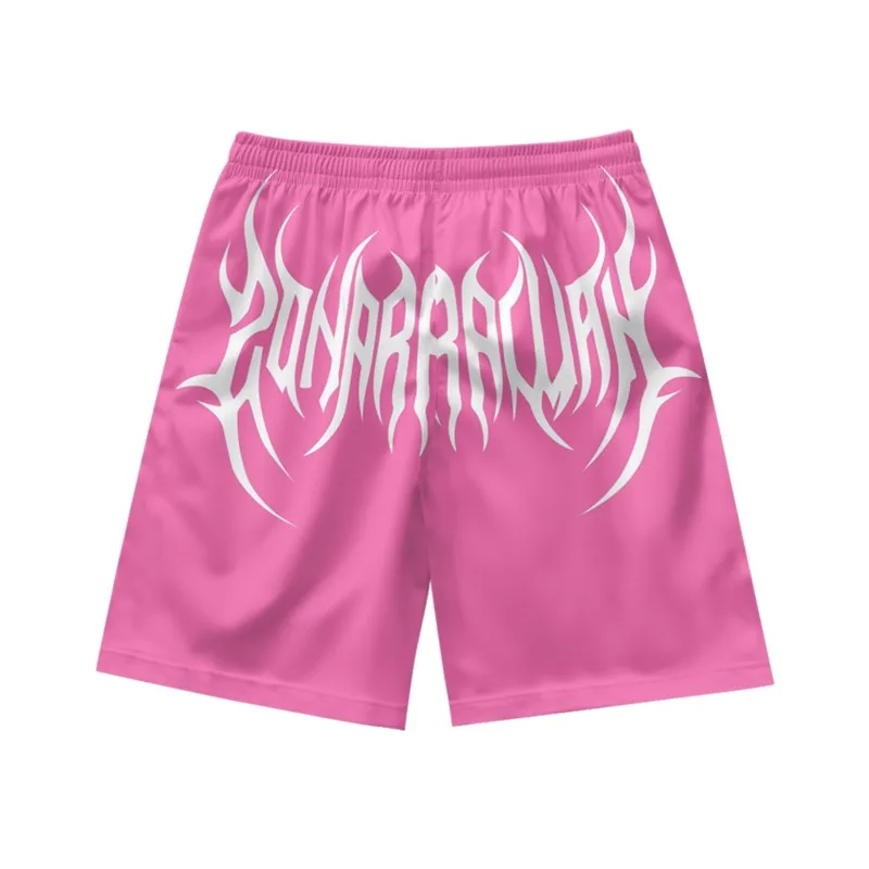 Love Finger Bone Pink Versatile Trendy Casual Personality Loose Fashion Summer Men's Drawstring Sports Shorts