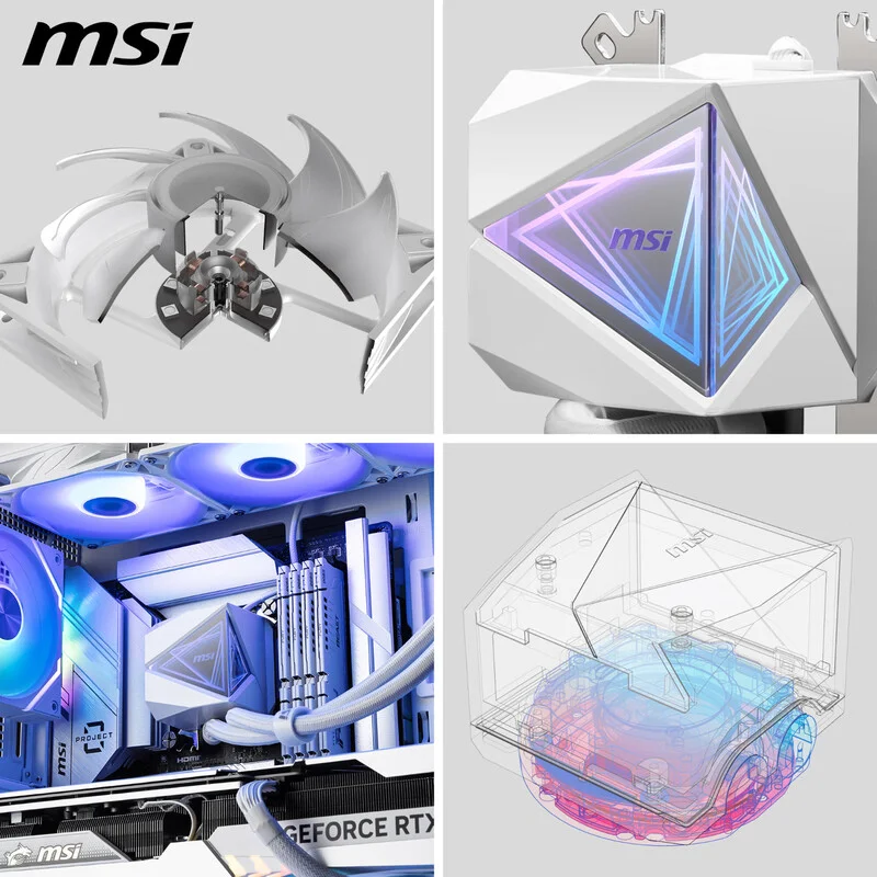 مبرد MSI MAG CORELIQUID 360R V2 أبيض 360 مم AIO | مروحة محمل كروي مزدوجة، 2000 دورة في الدقيقة، ضوضاء 14.3-34.3 ديسيبل، إضاءة RGB #2