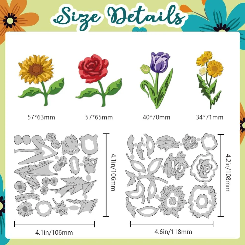3D Spring Flower Cutting Dies Blossom Card Overlay Stitch Die Cut Carbon Steel Die Cuts Stencils Card Scrapbooking making kit