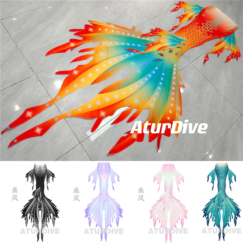 Aturdive professional Mermaid tail custom large size praise suit PADI SSI Mermaid coach fins