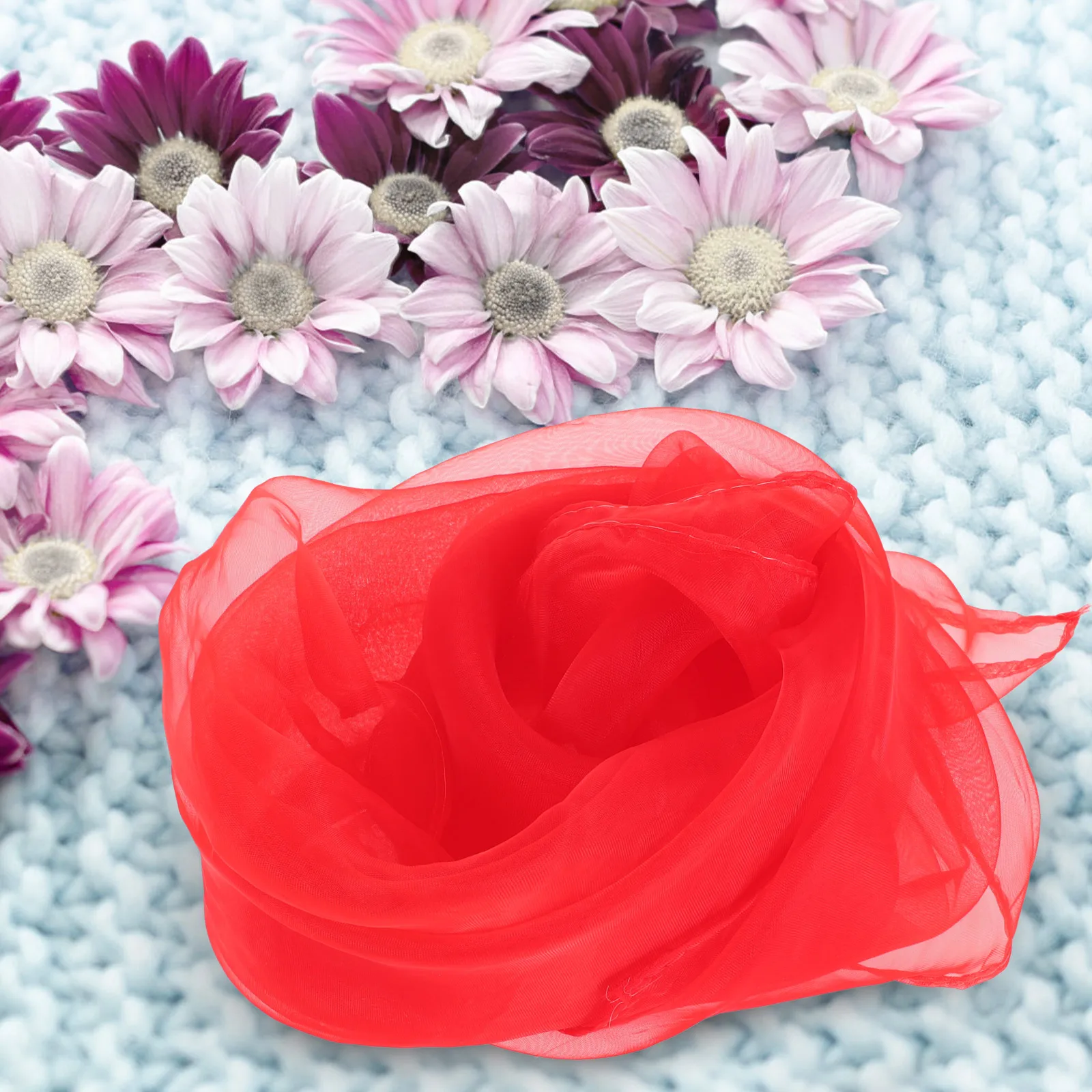 

10pcs y Colors Chiffon Scarves Sweet Design Premium Material Sensory Toys Kids Play Scarves Stage Props Hemmed B