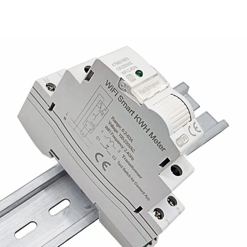ATMS1603 Tuya Single Phase WiFi Smart Energy Meter 100-230V Din Rail Precisely Measuring Voltmeter Ammeter Power-DTB1