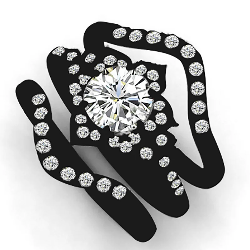 3pcs/set New Popular Fashion Black Ring Set for Women Simple and Creative Party Hot Fashion Jewelry