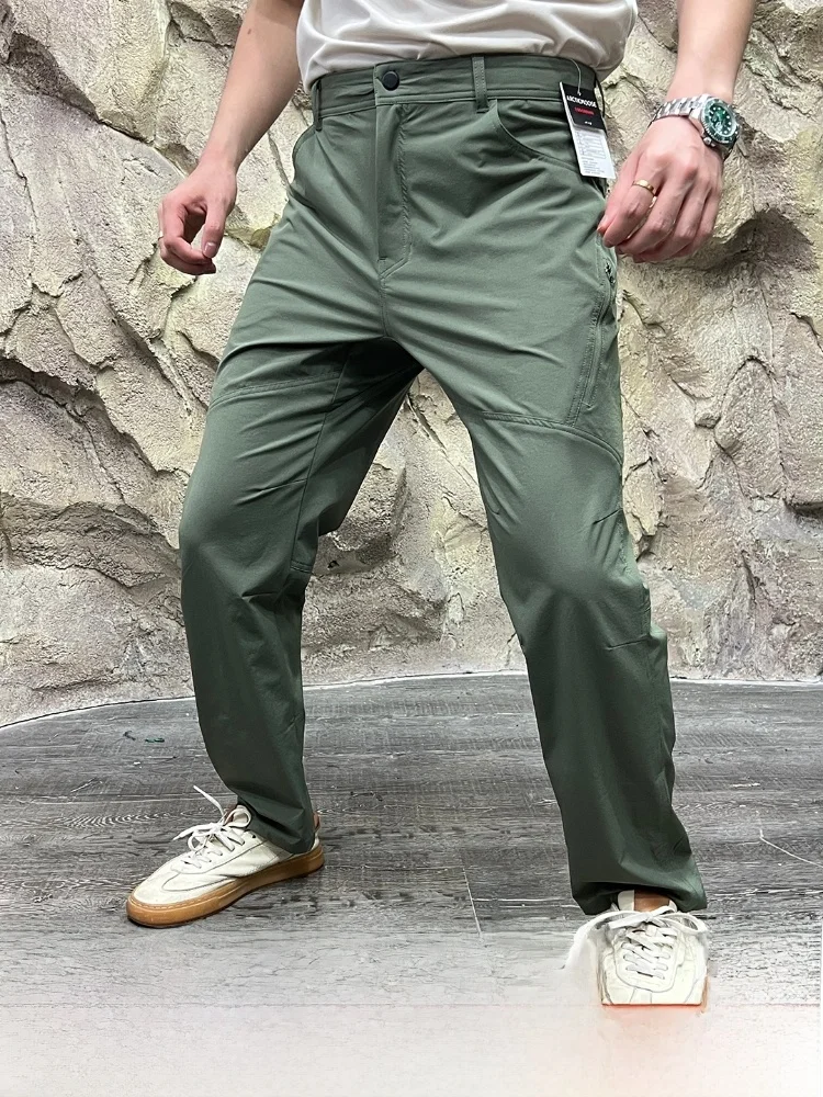 

Эластичные повседневные брюки для бега на открытом воздухе, мужские легкие водонепроницаемые брюки из 3D пошив, прямые брюки из нейлонового волокна