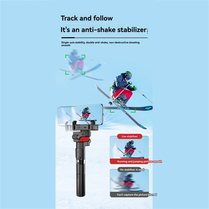 MOU-teAuto Ai Face Tracking Selfie Stick Treppiede Rotazione automatica a 360° Segui stabilizzatore cardanico con telecomando per live