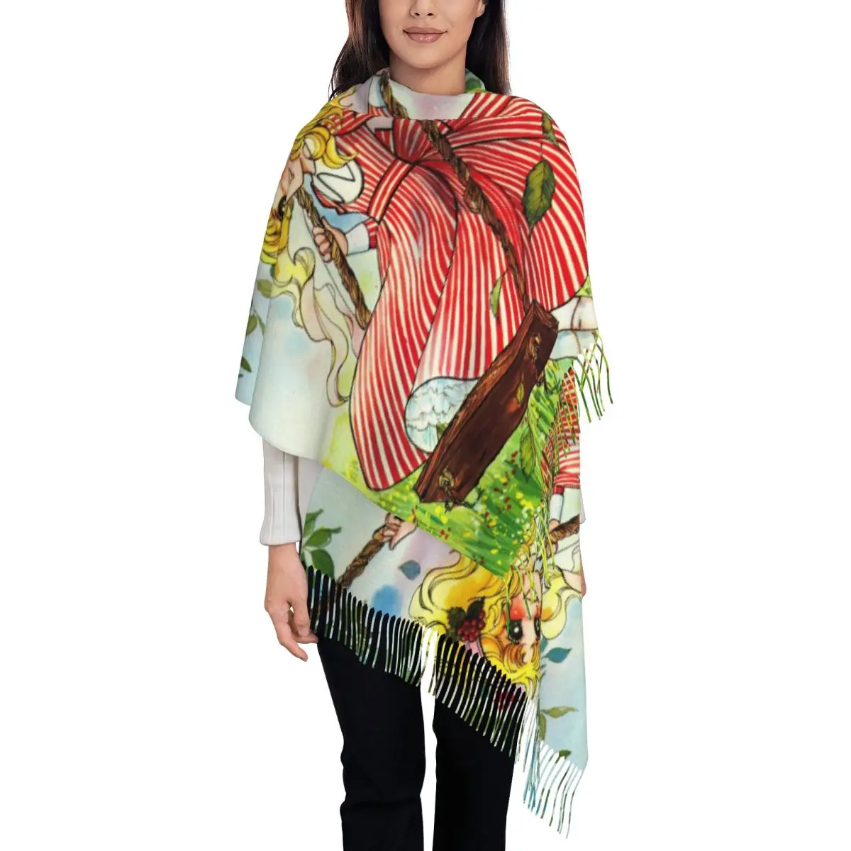 

Women's Scarf with Tassel Kawaii Cute Girl Large Winter Fall Shawl and Wrap Candy Candy Anime Gifts Cashmere Scarf