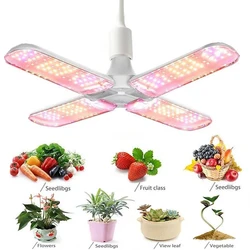 Full Spectrum LED Grow Light, Lâmpada Fito Dobrável, Lâmpada SMD2835, Plantas de Interior, Flor, Jardim, 24W, 36W, 48W, E27