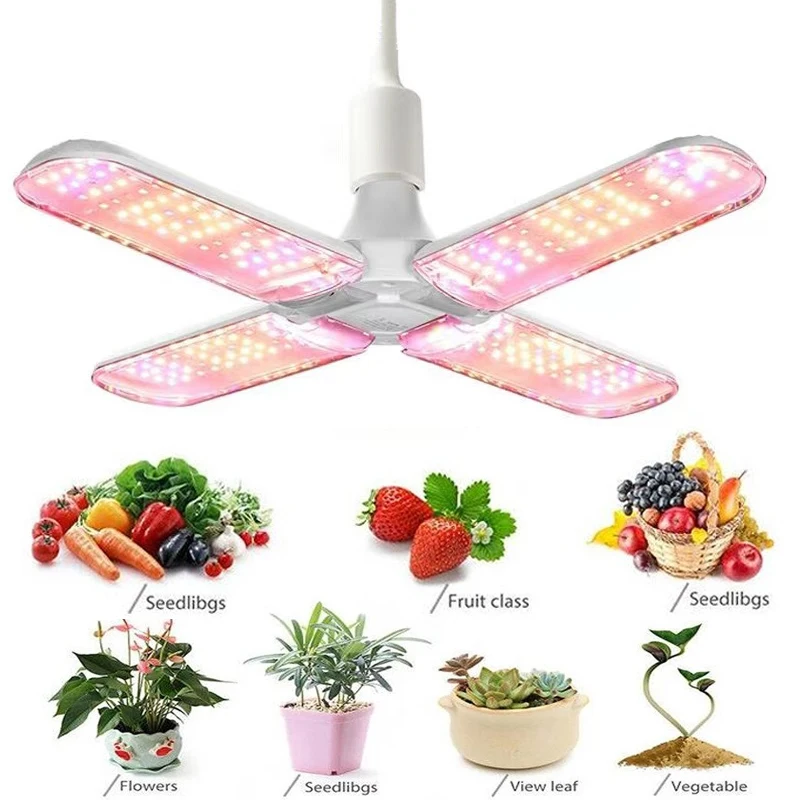 Imagem -02 - Dobrável Crescer Luz Led para Plantas de Interior Espectro Completo Bulbo Phytolamp Planta Crescente Luz Flor e Mudas E27 24w 36w 48w