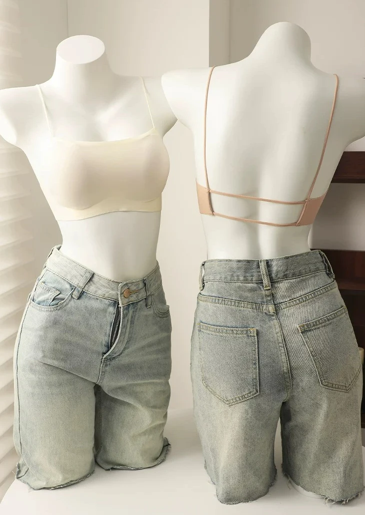 Women Thin Strap Beauty Back Camisole Vest Bra, Seamless Foundation Tank Top, Versatile Inner Outer Comfort Ladies Underwear