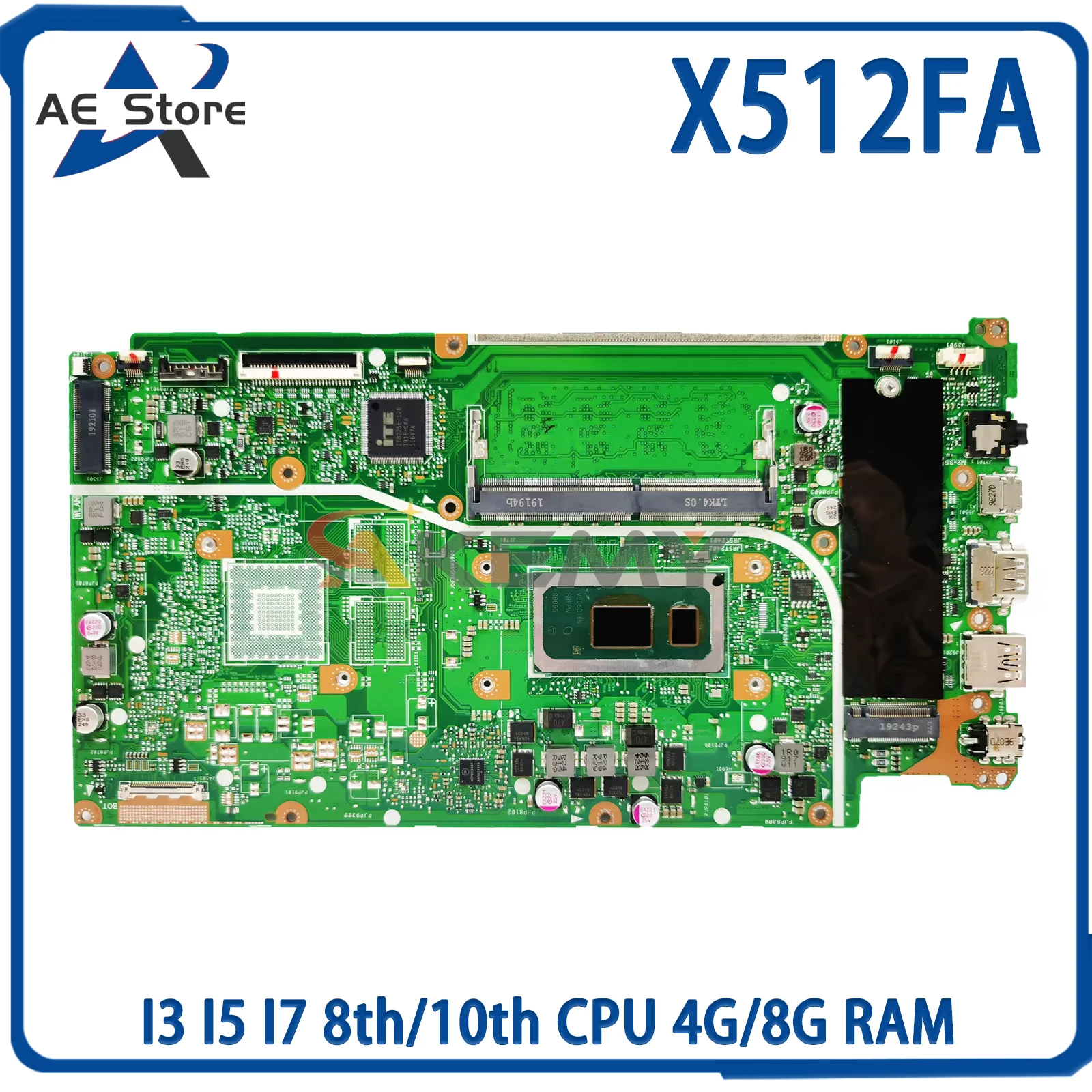 

AE X512FA Материнская плата ASUS X712FA X712FAC X512FAC X512F X512FB X512FJG материнская плата для ноутбука I3 I5 I7 8-й/10-й ЦП 4 ГБ/8 ГБ ОЗУ