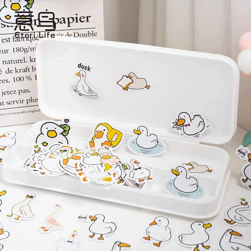 46pcs Cute Simple Duck PVC Sticker Aesthetic Children's Korean Stationery School Supplies Decoration Scrapbooking for Kids