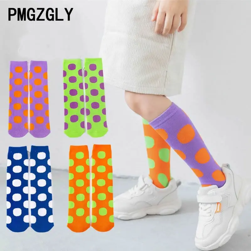 Girl Long Knee Socks New Dot Children's Pile Student Kids Boys Girls Tube Sock 1-12 Y Child Socks Autumn Winter Color Matching