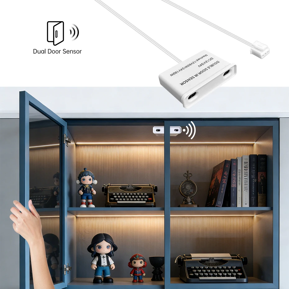 

Датчик открытия/закрытия двойных дверей шкафа/гардероба 12В-24В с портом DuPont для управления светодиодной подсветкой