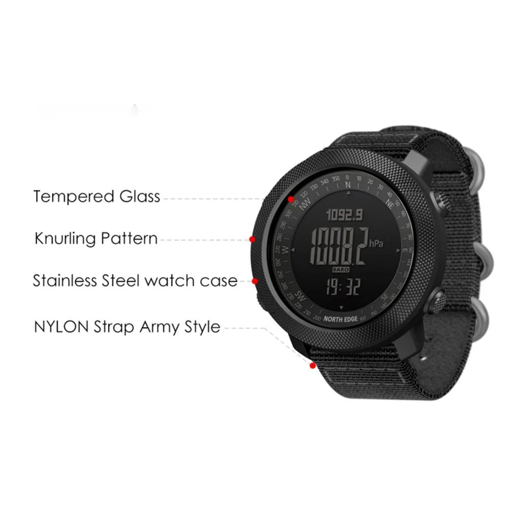 NORTH EDGE Watches For Men Sport Swimming Watches Altimeter Barometer Compass 50M Waterproof Rubber Strap Men Watch Reloj Hombre