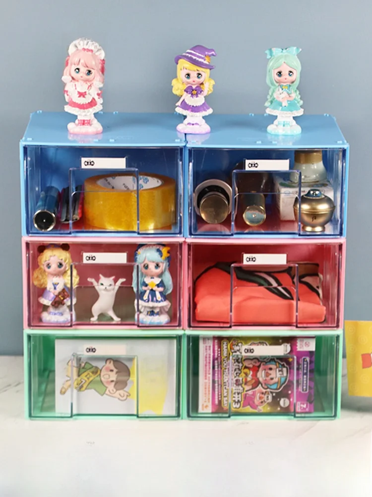 

Teng Zhengyue Desktop Organizer Box Transparent Divided Storage Box for Miscellaneous Items Stamps Guka Home Use Dustproof Wa...