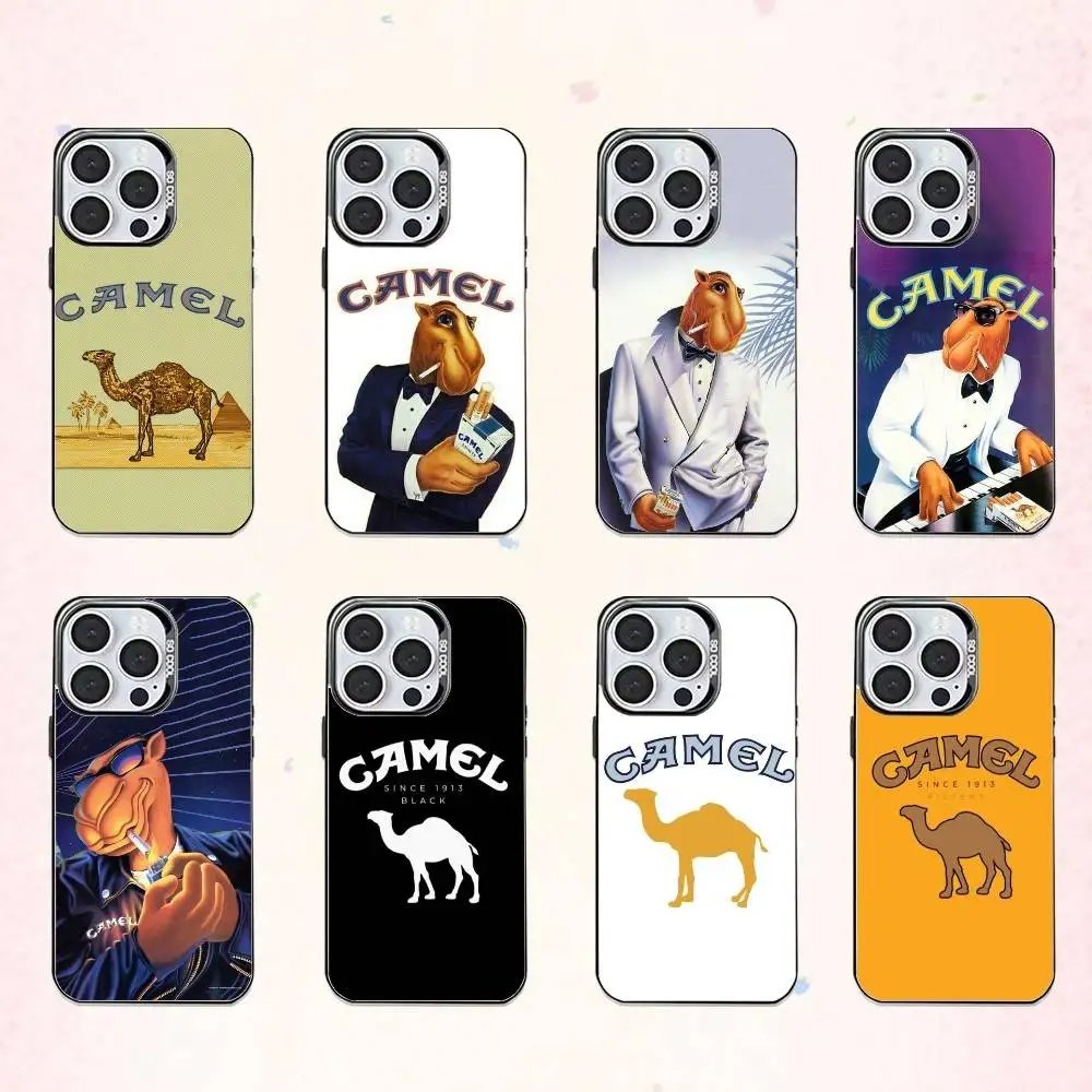 

Cigarette-Brand J-Joe C-Camel Phone Case For iPhone17,16,15,14,13,12,11 Plus,Pro Max Colored Silver Plated Inside Cover