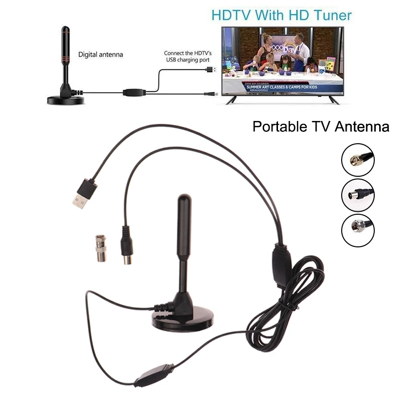 

3/5/10M HD Digital TV Antenna Indoor Signal Amplifier Long Range Signal Receiver DVB-T DTMB Digital Receiving Antenna W/Adapter