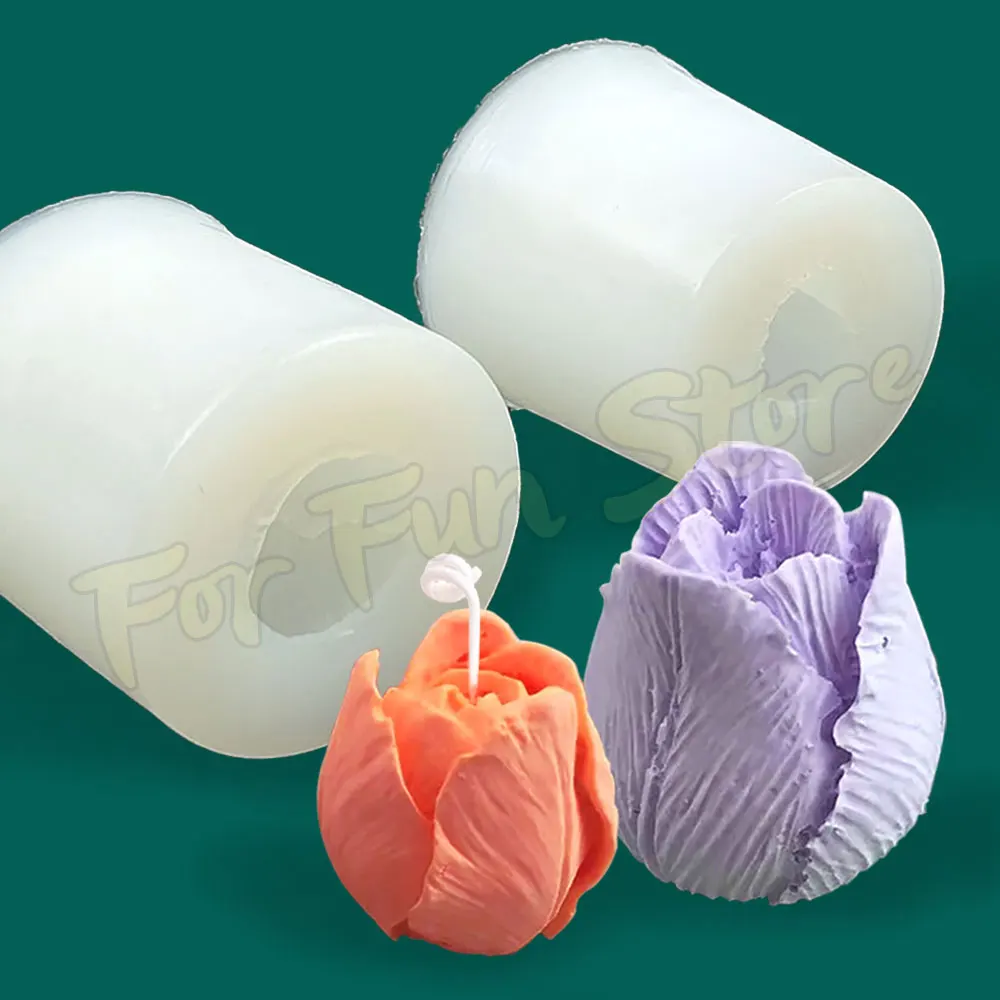 

For Fun 3D Tulip Flower Bud Silicone Candle Molds Aromatherapy Candles Handmade Soap Gypsum Resin Mold DIY Chocolate Baking Mold