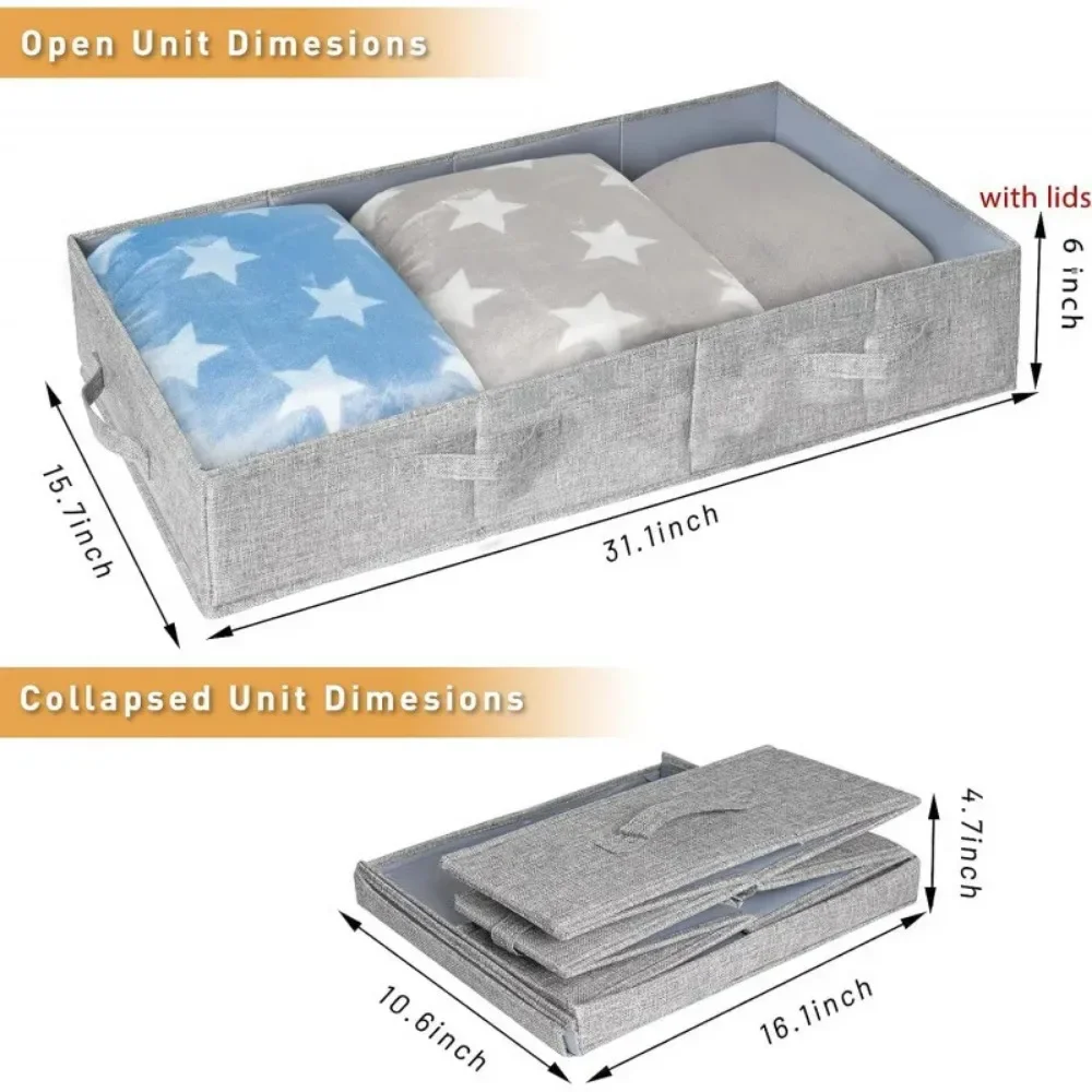 1 Pcs Under Bed Storage Box with Lid Queen Size Under Bed Storage Box with Handle Foldable for Organizing Clothes Shoes Blankets