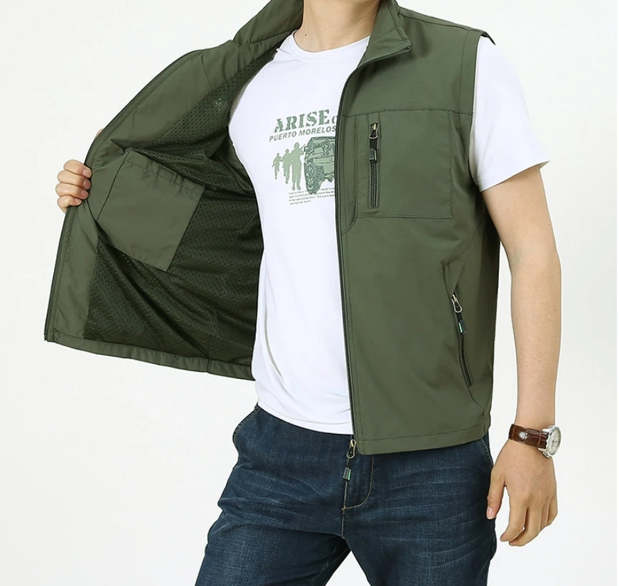 Men's new autumn and winter wear solid color retro waistcoat fashion brand casual vest jacket outdoor loose fishing clip