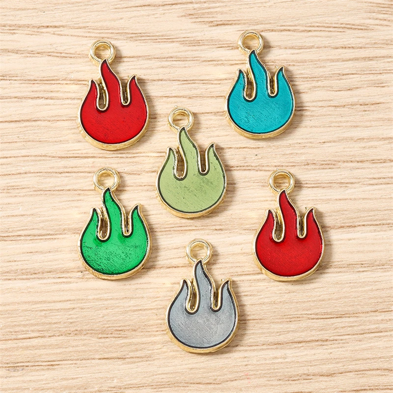 10 Stück 10x16mm Niedliche Bunte Emaille-Flammen-Anhänger für die Herstellung von Ohrhängern, Halsketten, Armbändern, DIY-Handwerk und Schmuckzubehör – Detail 9