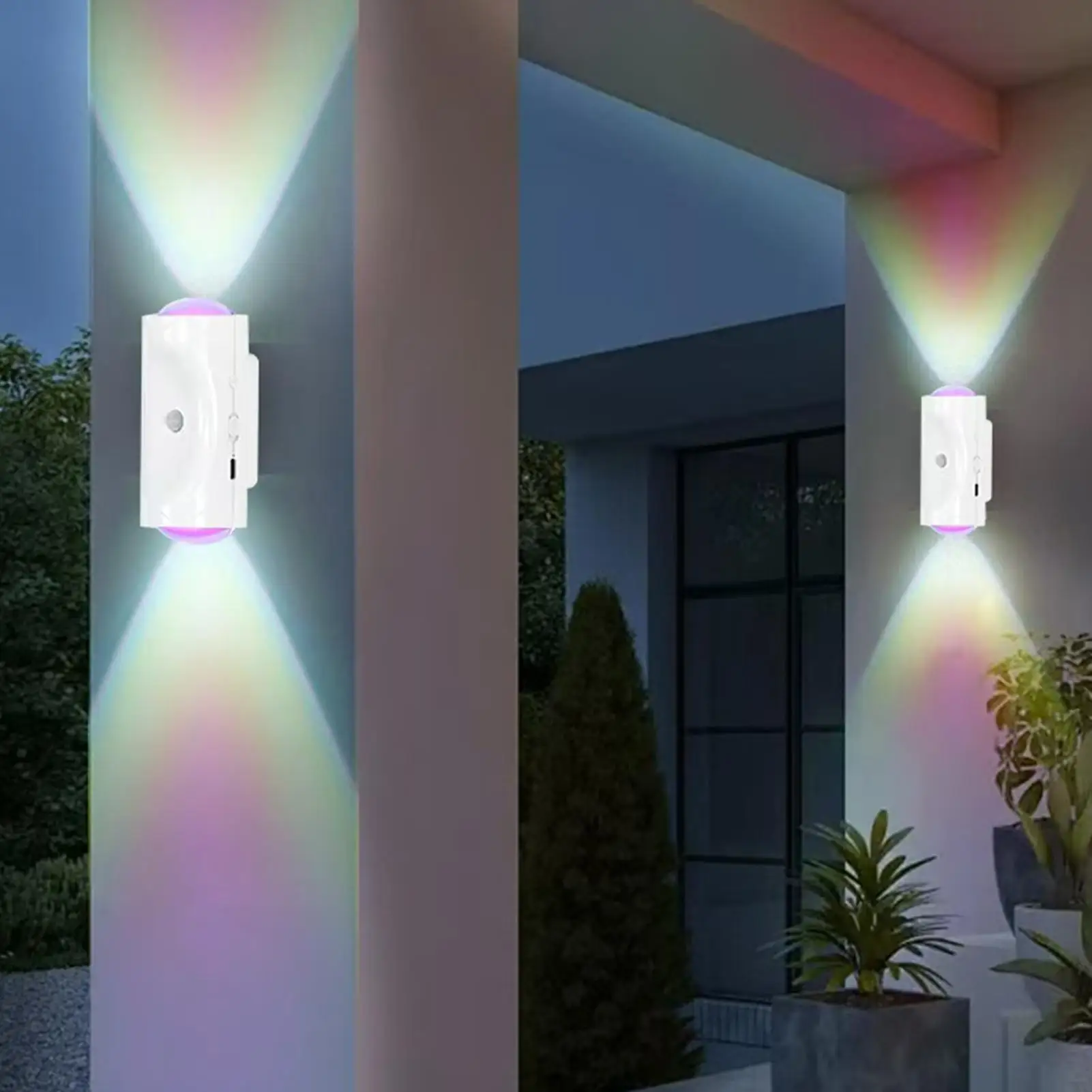 Wall Sconce Light Rechargeable 7-Color Atmosphere Illumination Wall Motion Sensing LED Light For Bedside Bedroom Apartment