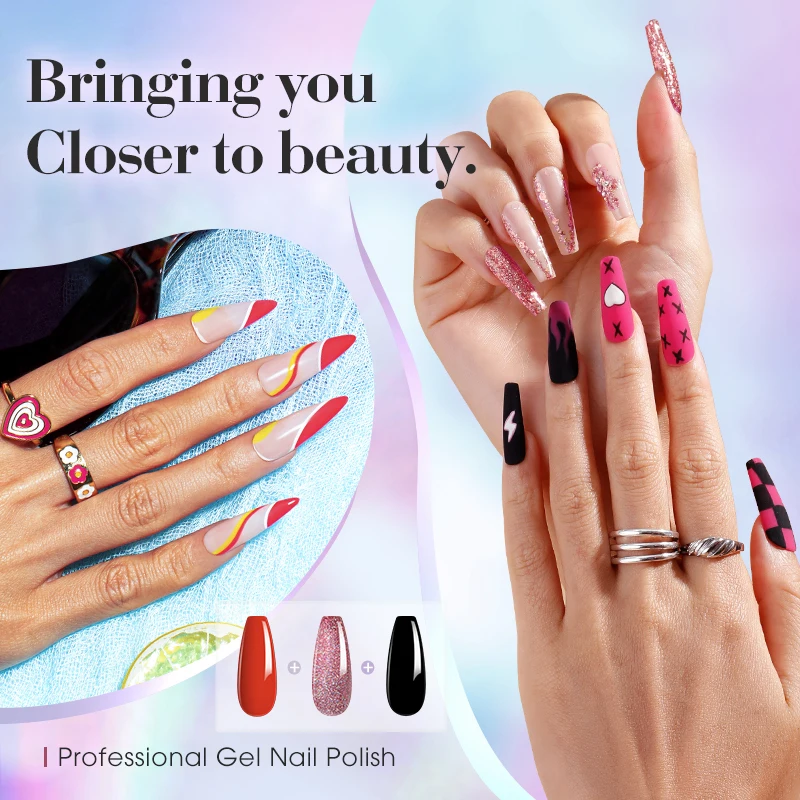 ROSALIND 젤 네일 광택제, 소크 오프 핑크 시리즈, 컬러 네일 젤, 밝은 LED/UV 램프 베이스 및 탑, 네일 아트 디자인, 15ml