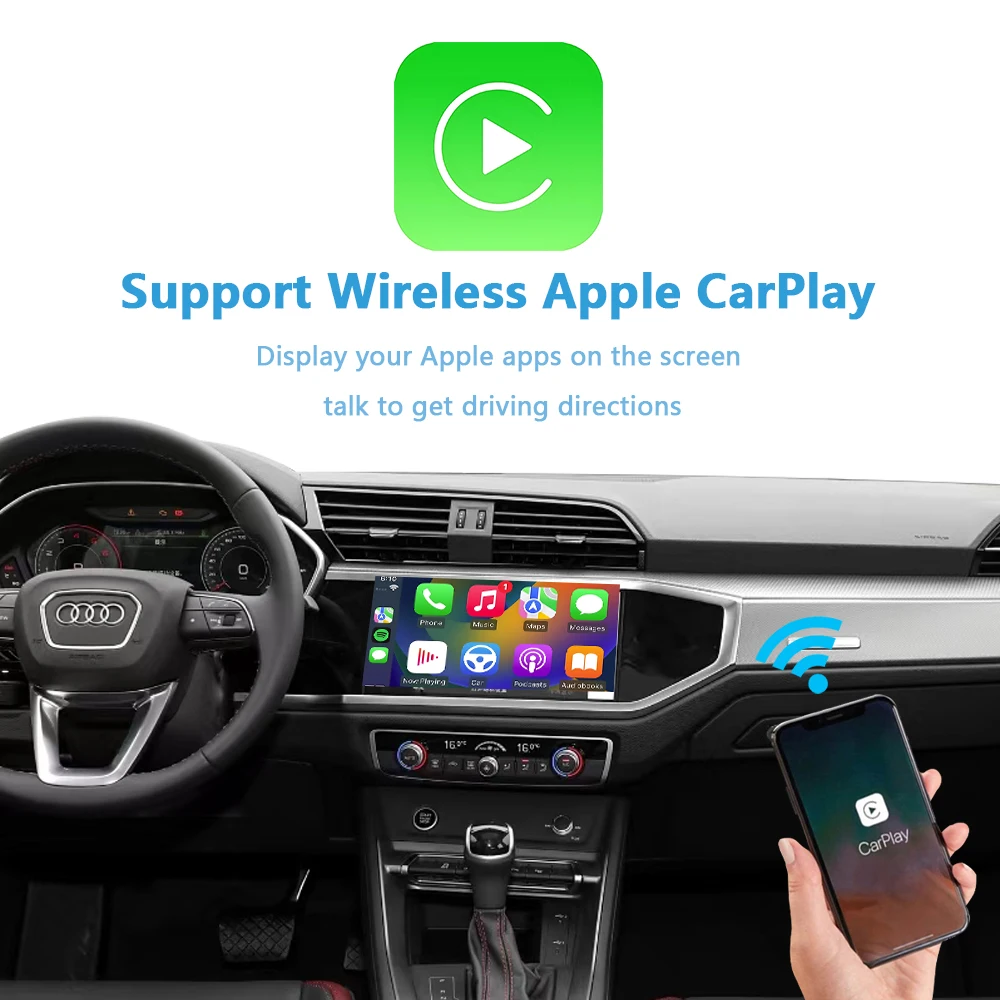 Audi Q3 Apple CarPlay 2019-2024 Retrofit Wireless Android Auto Plug and Play Add Reverse Camera Support iPhone Mirror Link