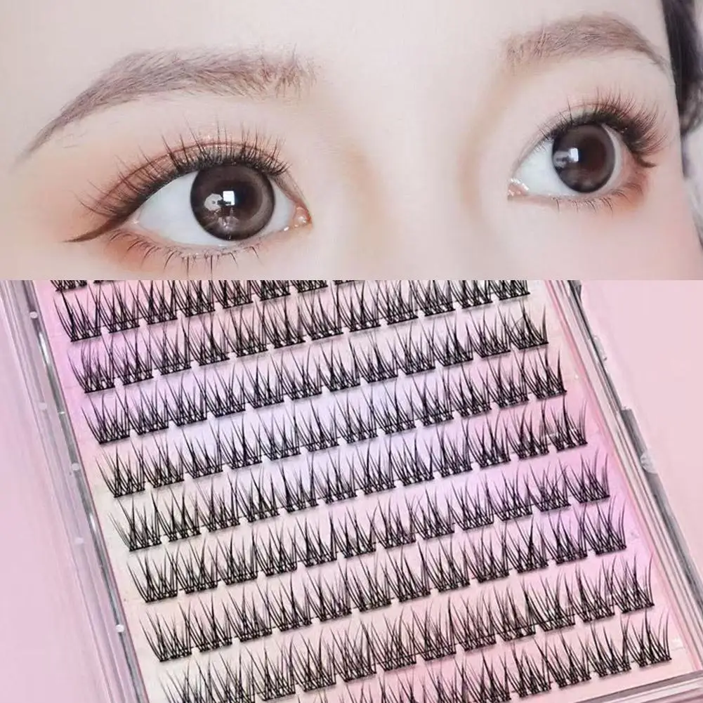 10 Rows of Large Capacity Glue-free False Eyelashes C-curled false Natural Self-adhesive Single 11-13MM Eyelashes Cluster S9D0