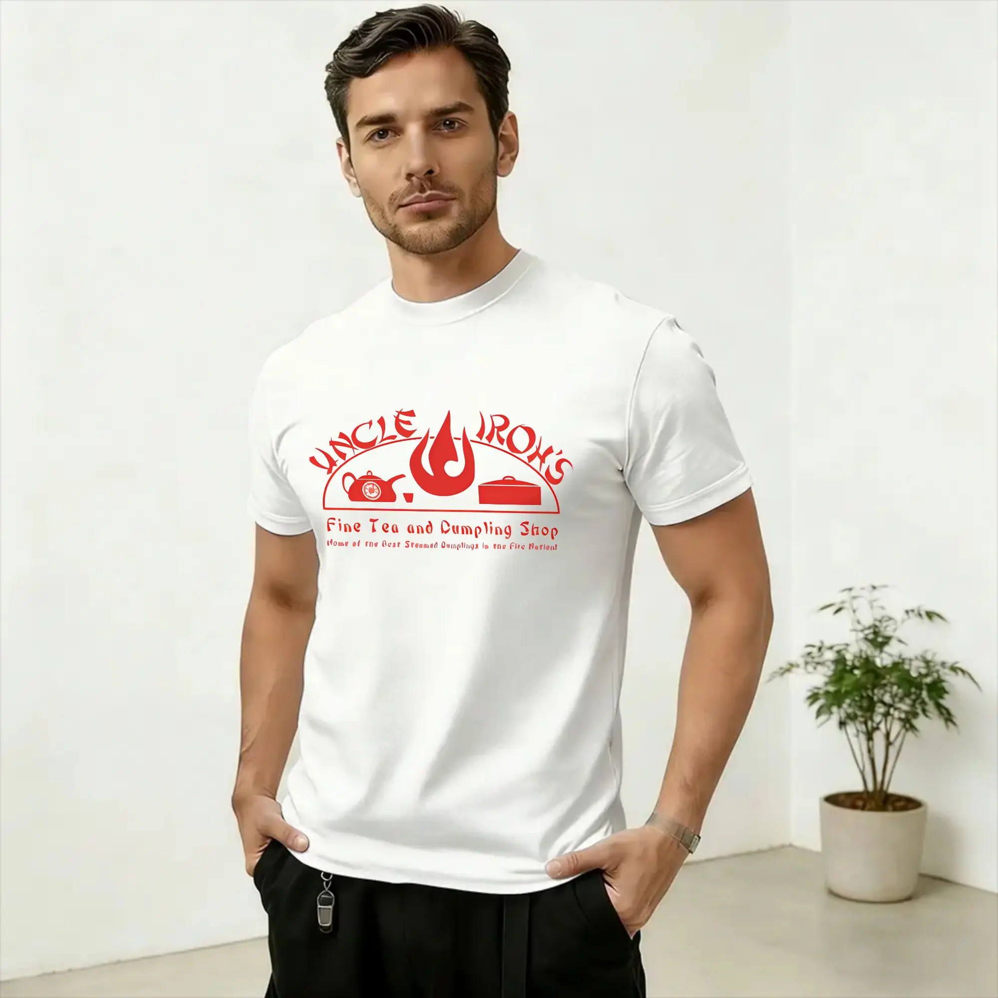 Men Avatars Airbender Uncle Iroh's Fine Tea Shop T Shirt  Cotton Tops Cool Short Sleeve Round Collar Tees Original T-Shirts