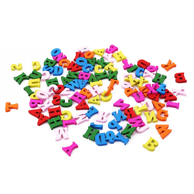 100Pcs lettere Decorative in legno colorate alfabeto in legno lettera da parete per bambini giocattoli per la prima educazione per la festa in casa