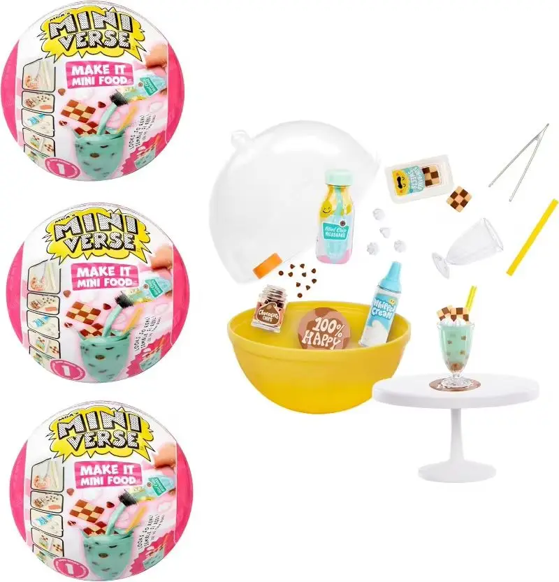 MINISO DIY Verse Make It Mini Food Diner Series 1 Ice Cream Shop Bundle Mini Collectibles Resin Play Toy Set Gifts for Girls