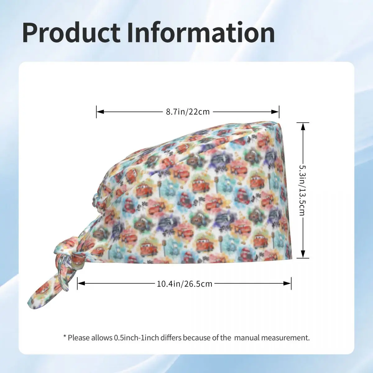 Custom Adjustable Cartoon 95 Racing Cars Kingdom Animation Pattern Working Hat  Scrub Caps Scrub Nursing Doctor Surgeon Cap e