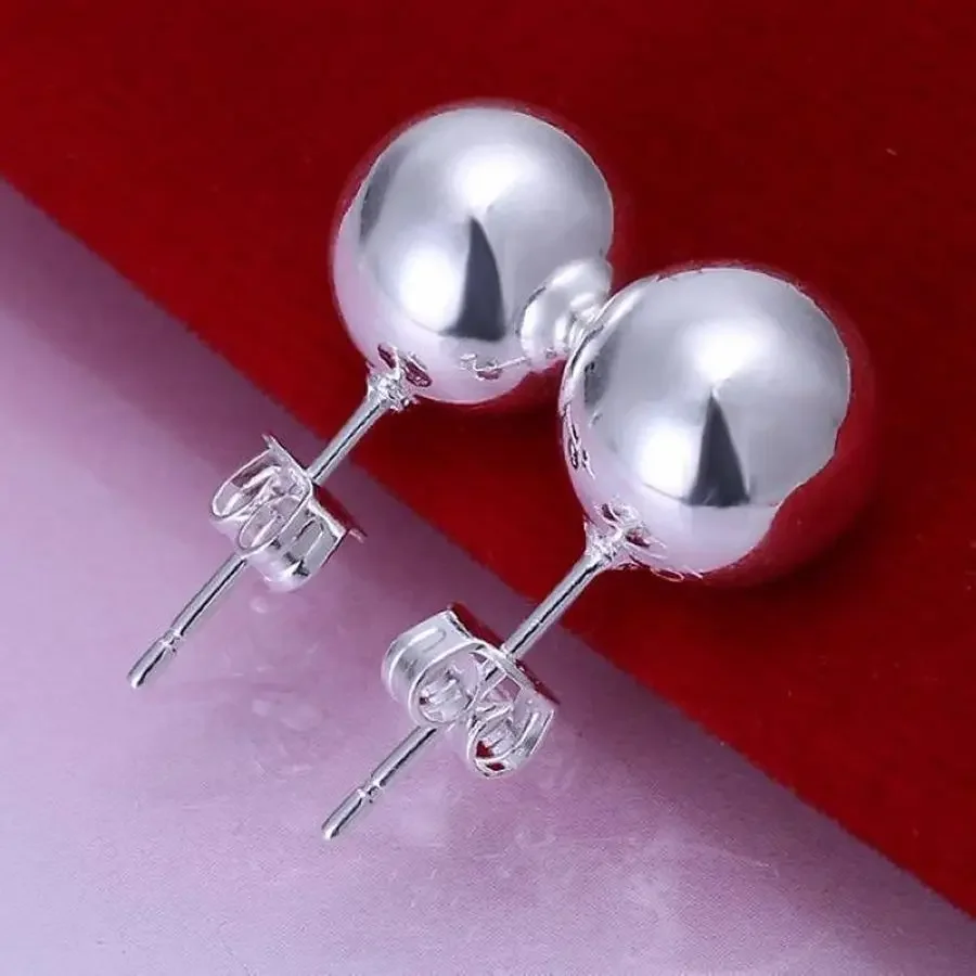 

10mm Classic Women Fashion High Quality 925 Sterling Silver Wedding Stud Girl Earring Jewelry Factory Price Free Shipping