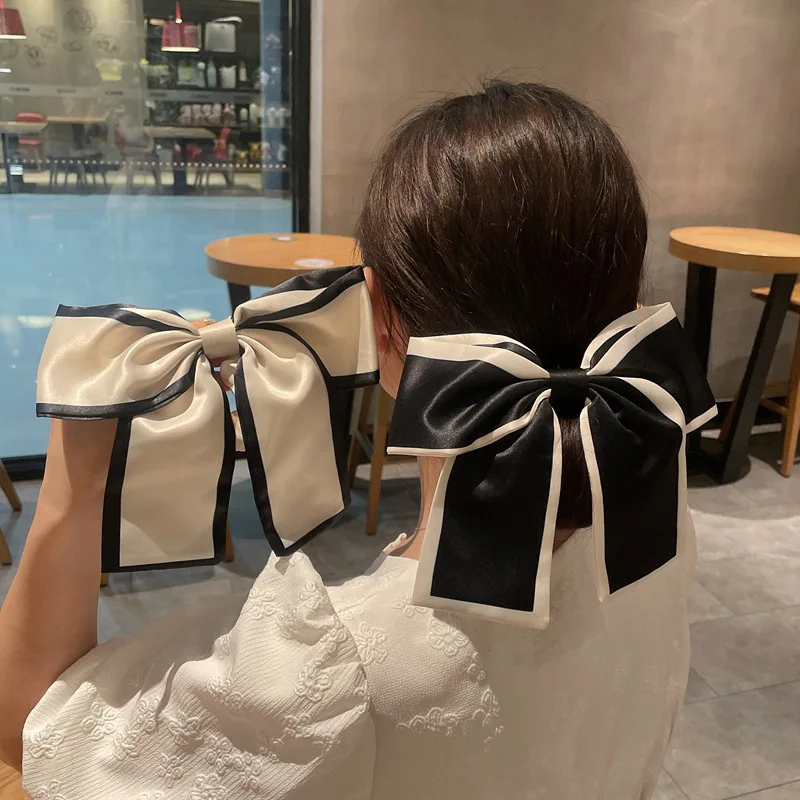 New Fashion Solid Color Hair Bands Girls Summer Bow Scrunchies Korean Pontail Scarf Hair Ties Hair Accessories Hairband