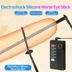 Electric Stimulation Urethral Dilator Shock Horse Eye Rod Silicone Penis Plug Man Masturbation Set Delayed Ejaculation Sm Toys