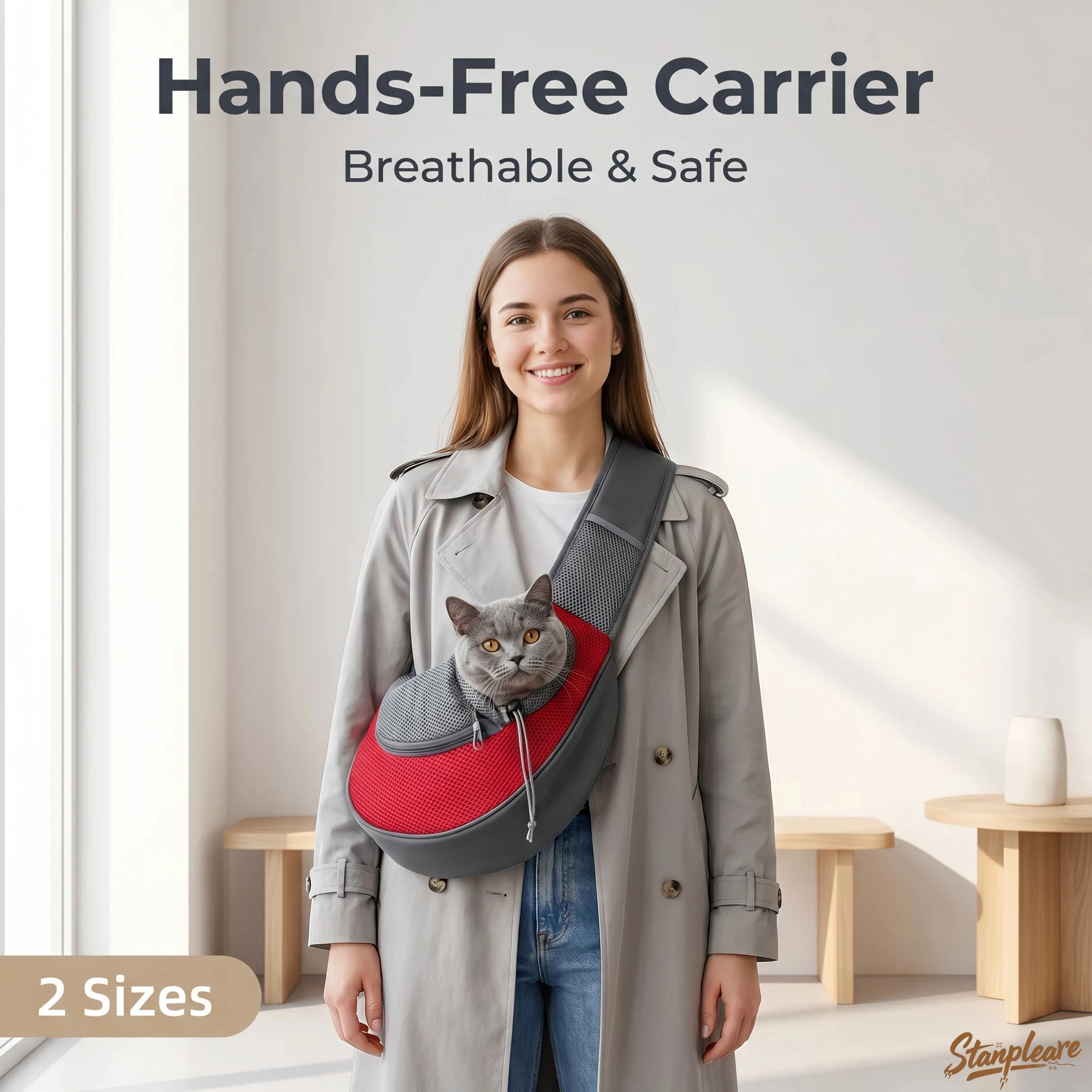 Size L Large Pet Dog Cat Sling Carrier Hands-Free Breathable Honeycomb Mesh Foldable Triple Security Adjustable Outdoor Travel