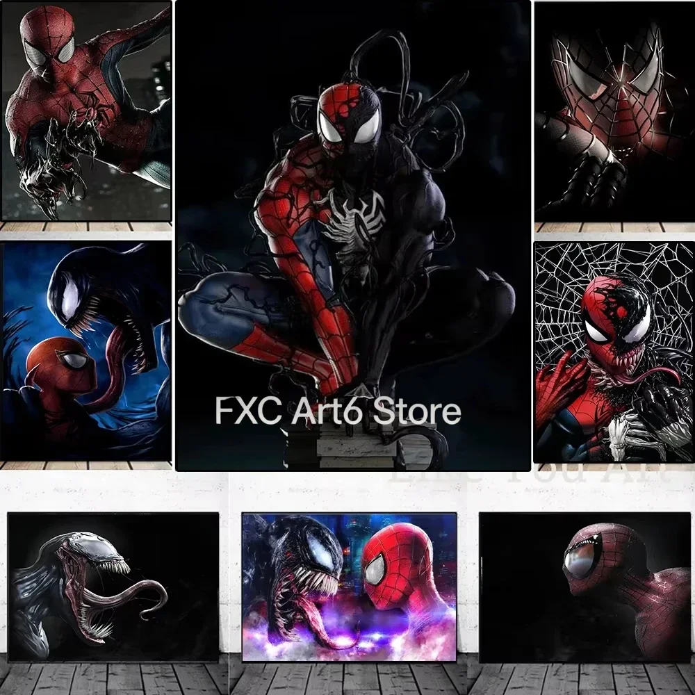1PC  frameless Marvel Comics Movie Superhero HD Poster Prints Venom and Spiderman Symbiotes Canvas Painting Art Living Room Deco