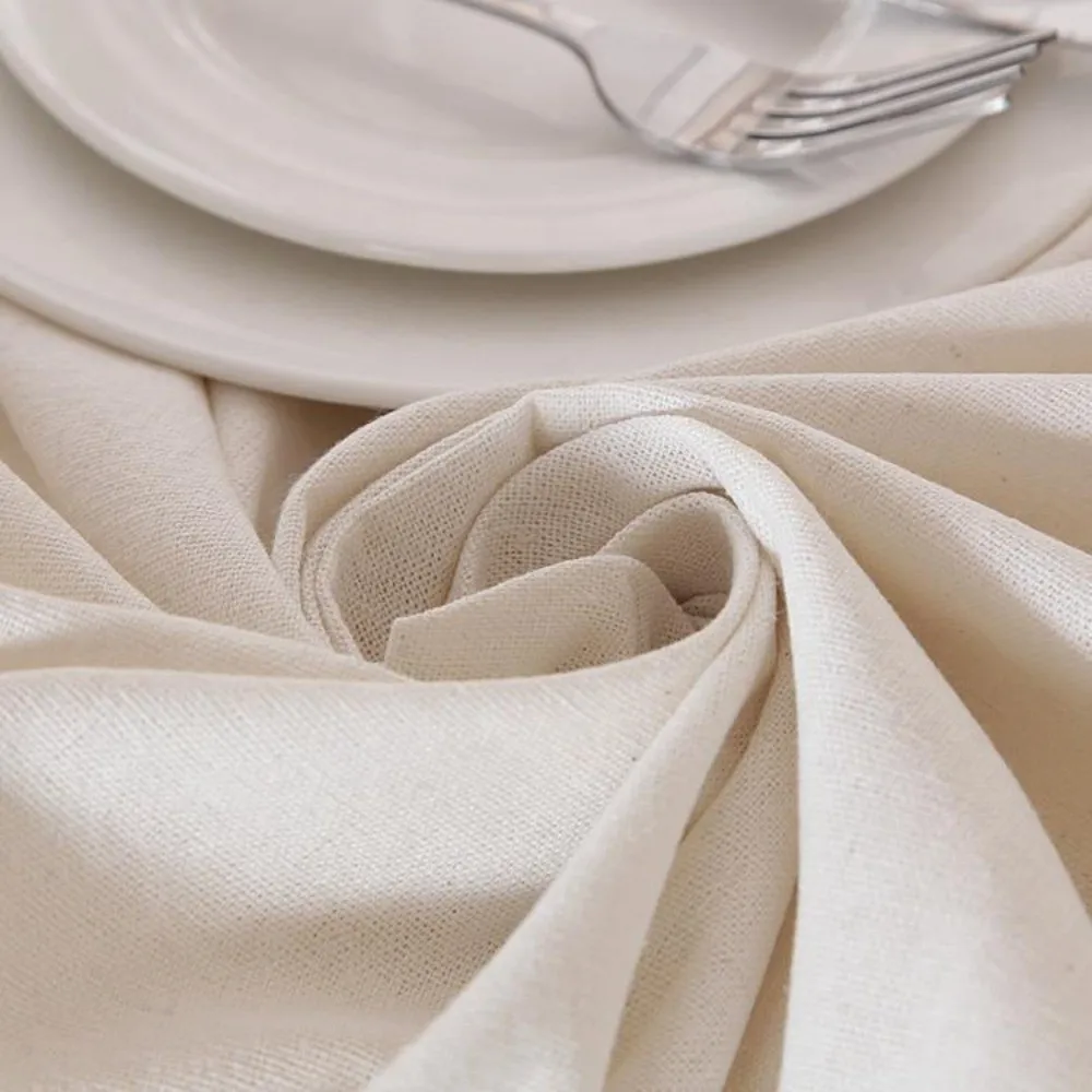 Universal Lace Tablecloth Washable with Lace Trim Rectangular Table Cloth Stain Resistant White Polyester Cotton Tablecloth