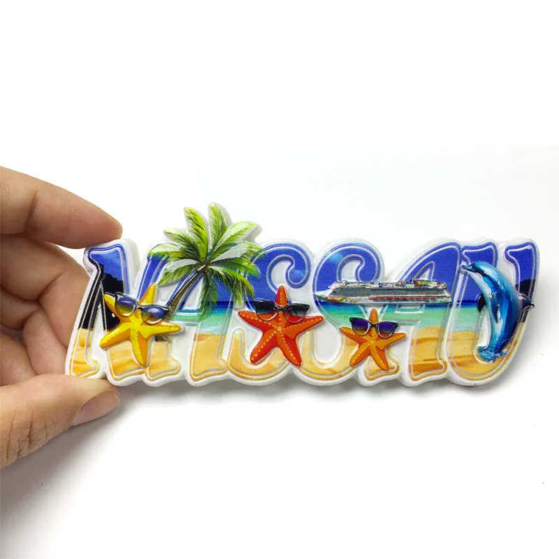 

Nassau, Bahamas Capital Creative Painted Letters Cultural and Creative Magnetic Refrigerator Stickers Travel Souvenirs Home Deco